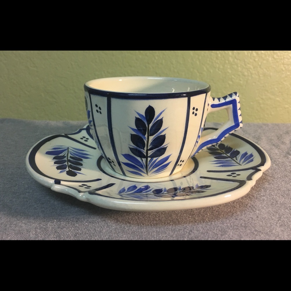Vintage Quimper Pottery Cup & Saucer Set